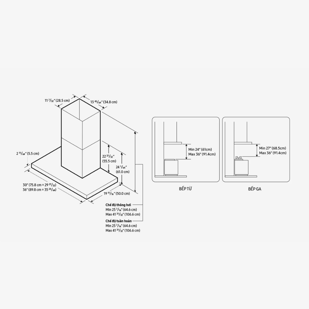 Máy Hút Mùi SAMSUNG NK36CB665WWHSV Bespoke Gắn Tường Màu Trắng - Bếp Việt Pro