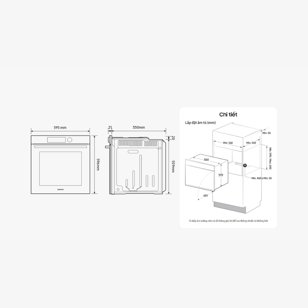 Lò Nướng SAMSUNG NV7B41201AS/SV Âm Tủ 76L Màu Đen - Bếp Việt Pro