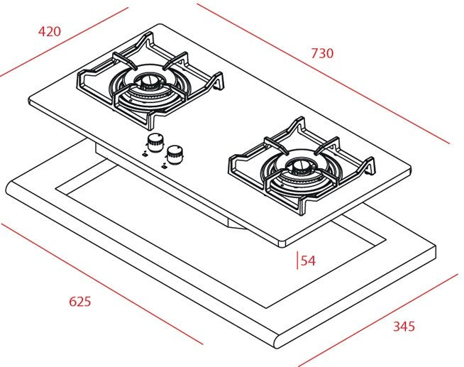 Bếp Ga Teka GSI 73 2G AI AL TR (MT) 40240306 2 Mặt Bếp Âm