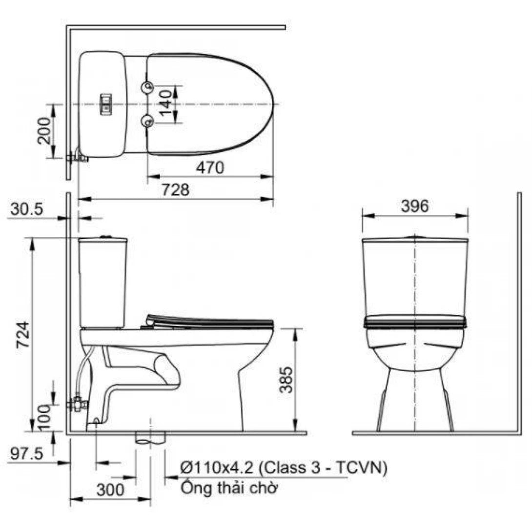 Bồn Cầu Nắp Điện Tử INAX C-514A/CW-H17VN