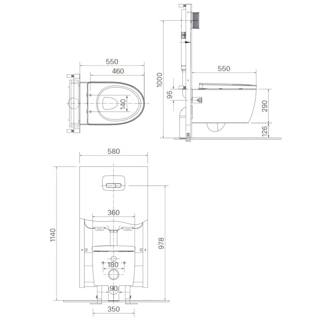 Bồn Cầu Treo Tường INAX AC-952/CW-H18VN Nắp Điện Tử