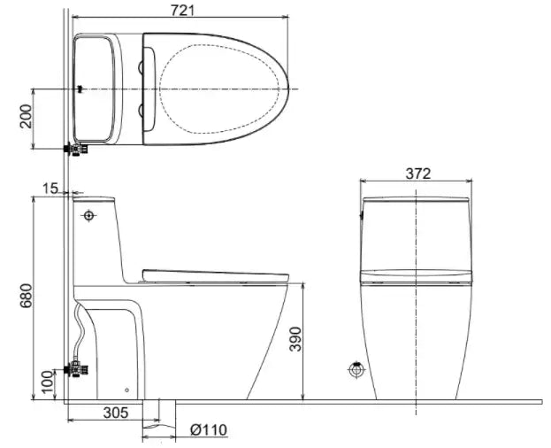 Bồn Cầu INAX ACT-902VN (ACT902VN) 1 Khối Dòng S200 Xả Không Chạm