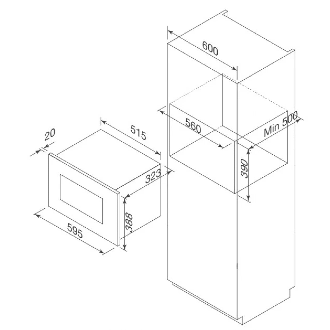 Lò Vi Sóng Kết Hợp Nướng Malloca MW-820B Âm Tủ