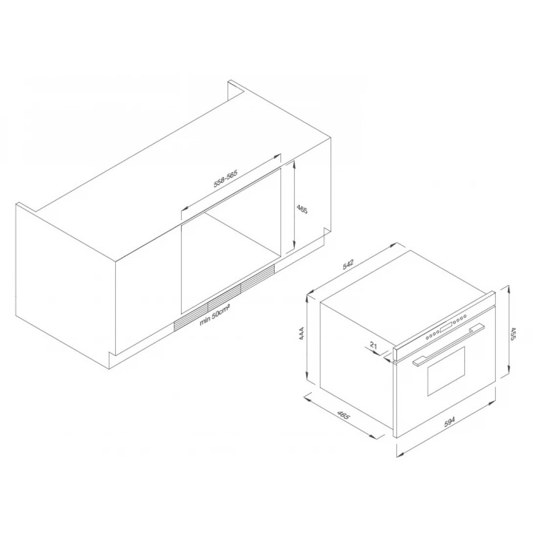 Lò Vi Sóng Malloca MW35-IX03 Âm Tủ Kính Đen 35L