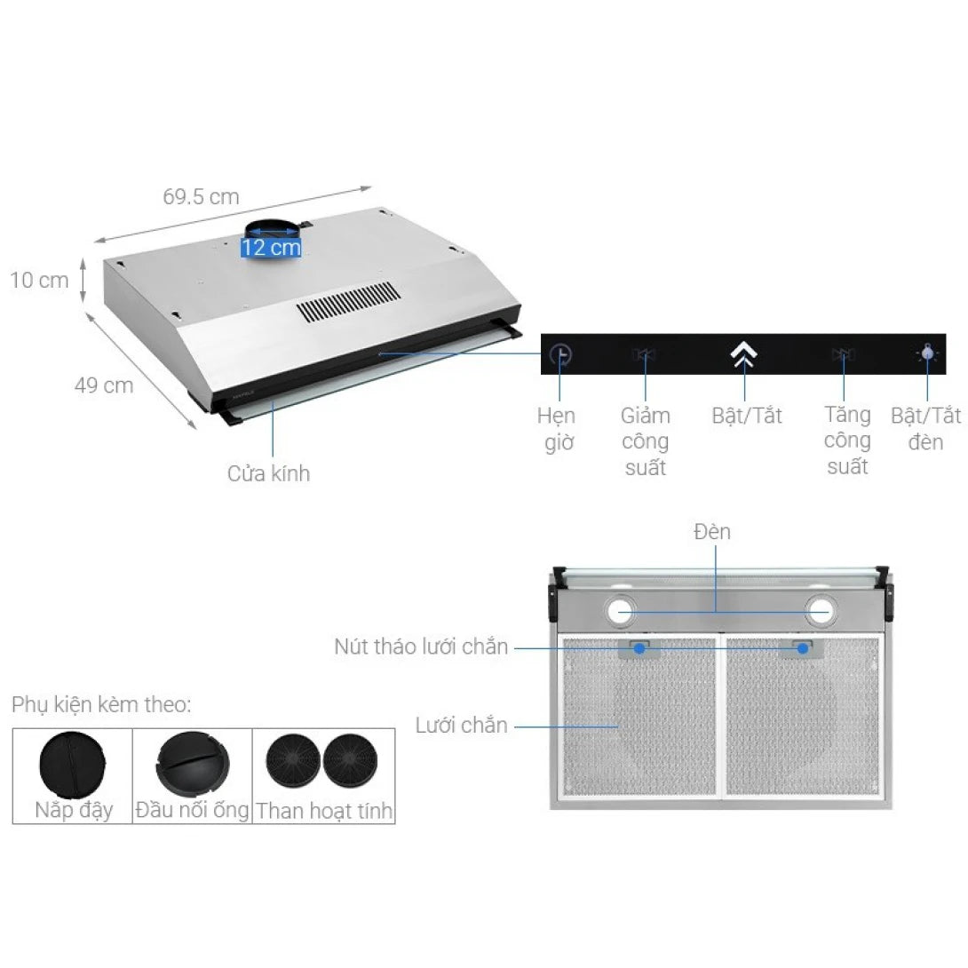 Máy Hút Mùi Hafele HC-BI70B 538.86.095 Âm Tủ