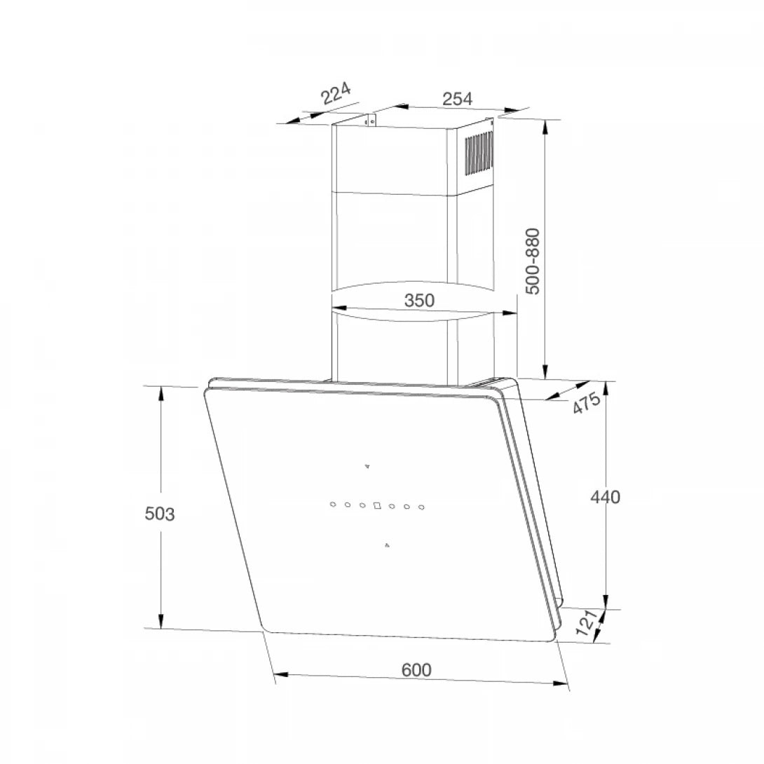 Máy Hút Khói Khử Mùi Malloca MC 60GT-B Áp Tường Nghiêng