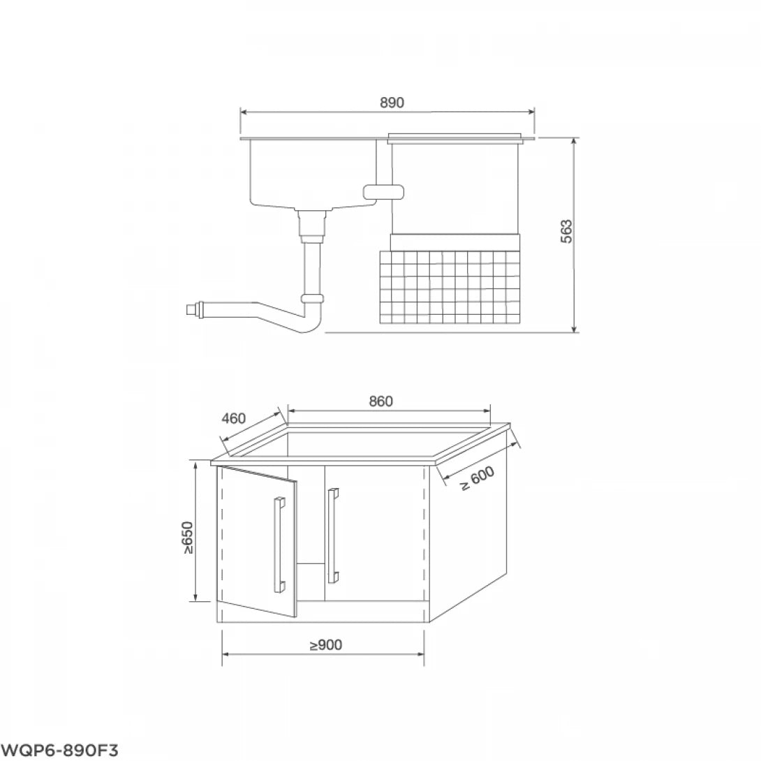 Máy Rửa Chén Tích Hợp Malloca WQP6-890F3